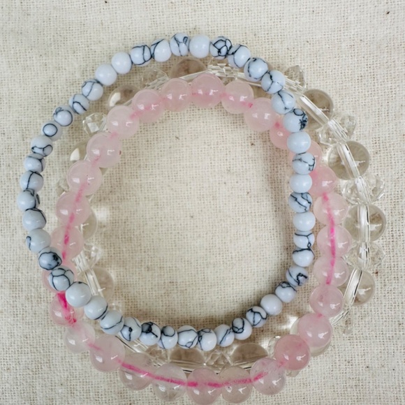 Love and Happiness Crystal bracelets - set of 3 - Picture 2 of 4